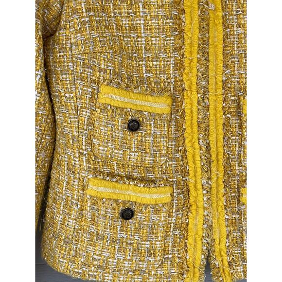 Talbots TWEED JACKET Blazers Women yellow Long sleeve Knit 6P Career Elegant - Picture 7 of 15